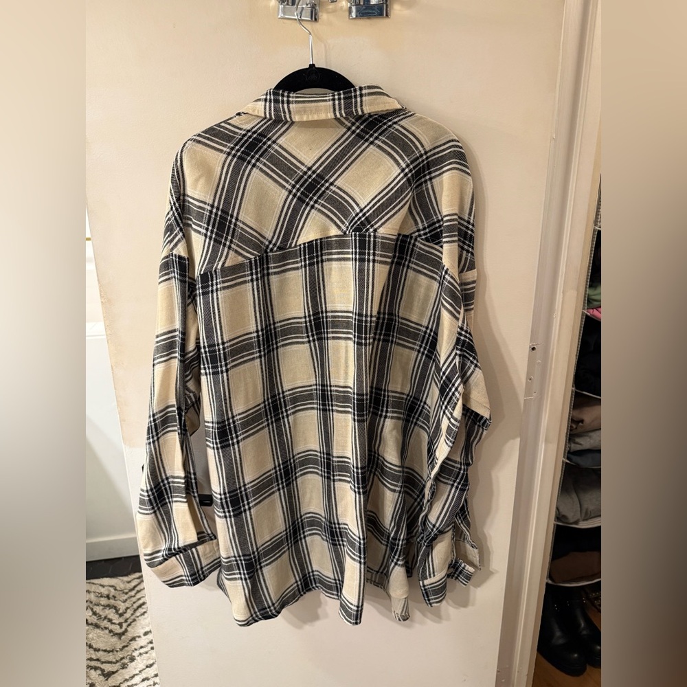 Lioness Clarity Flannel Shirt in Off White/Black (XL) - Picture 5 of 8